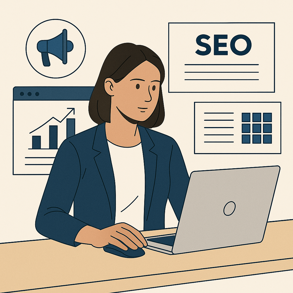 Consultante marketing travaillant sur un projet SEO et stratégie digitale à Toulouse