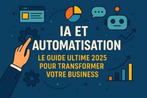 Illustration qui reprend les enjeux de l'IA et de l'automatisation en 2025