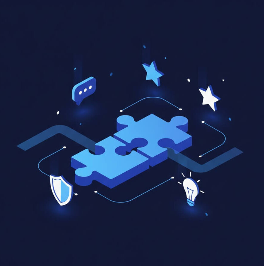 Illustration isométrique 3D symbolisant l'alliance humaine, la confiance et le feedback dans une relation agence-client performante